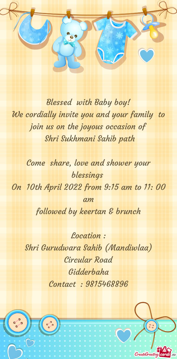 Come share, love and shower your blessings