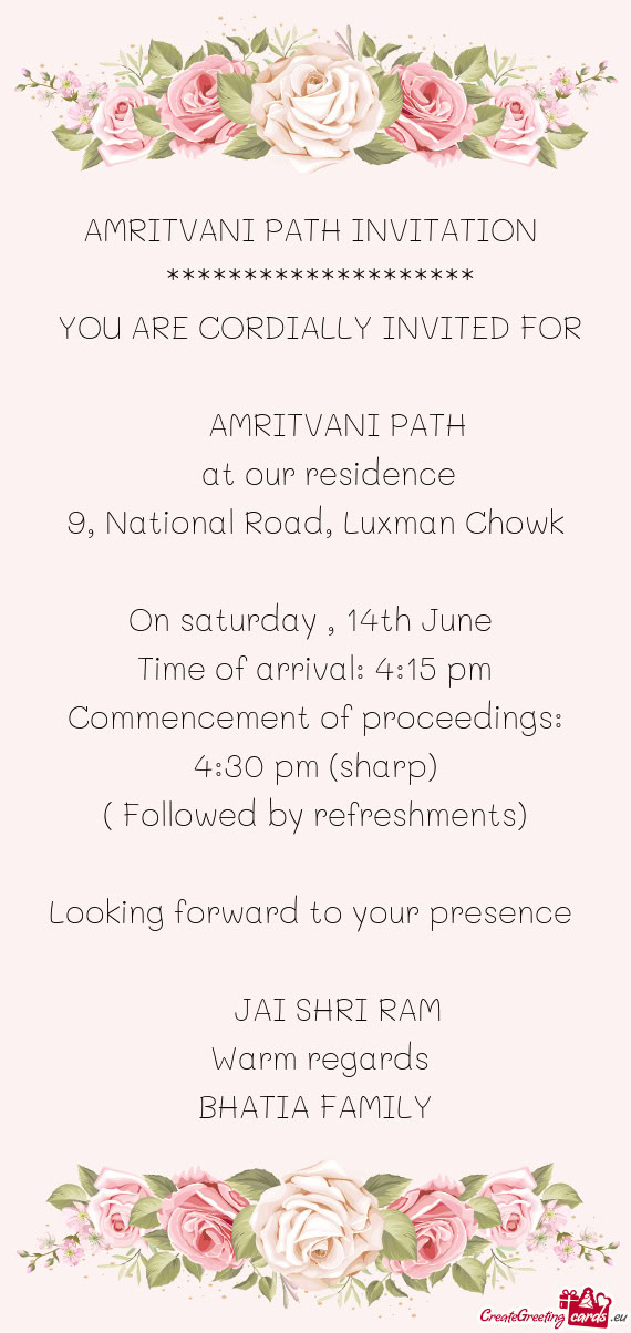 Commencement of proceedings: 4:30 pm (sharp)