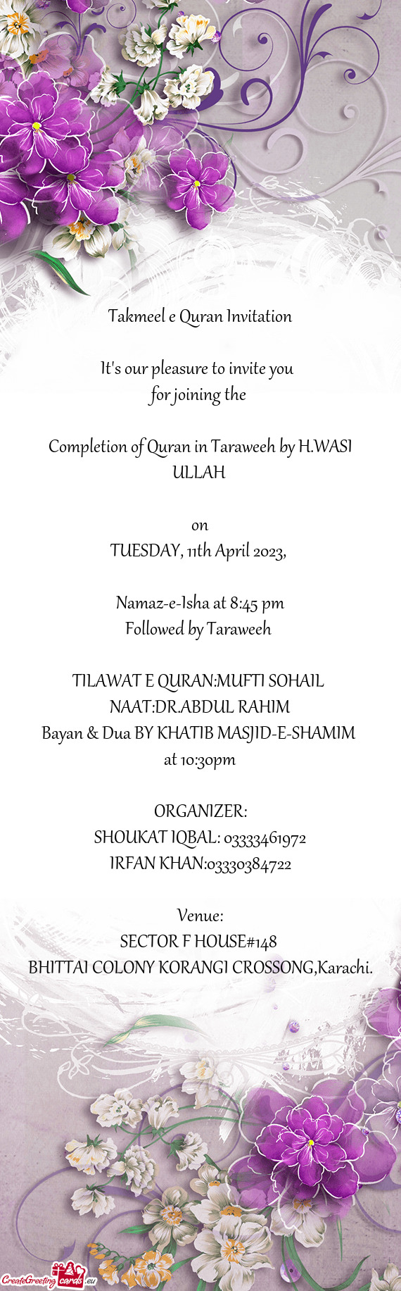 Completion of Quran in Taraweeh by H.WASI ULLAH