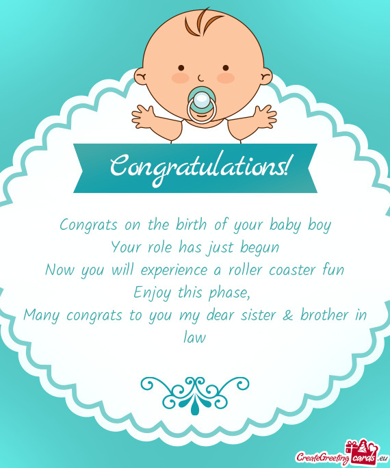 Congrats on the birth of your baby boy