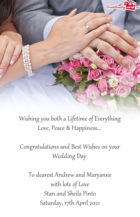 Congratulations and Best Wishes on your Wedding Day