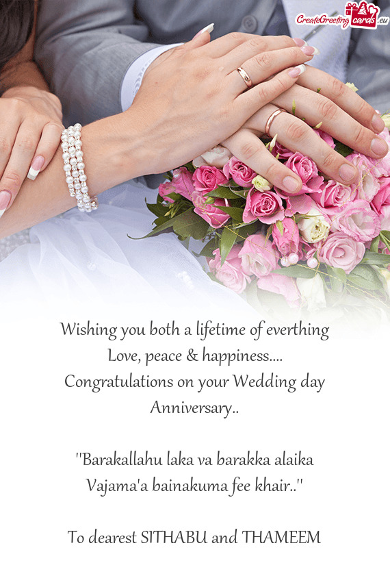 Congratulations on your Wedding day Anniversary