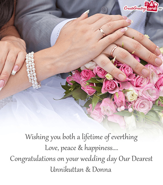 Congratulations on your wedding day Our Dearest