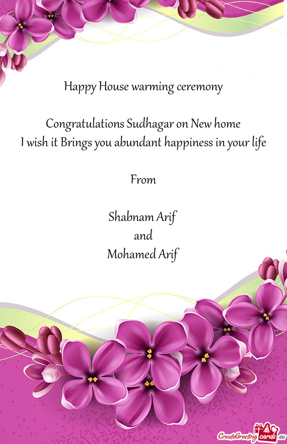 Congratulations Sudhagar on New home