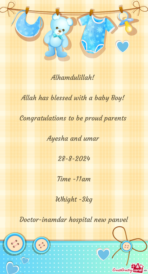 Congratulations to be proud parents