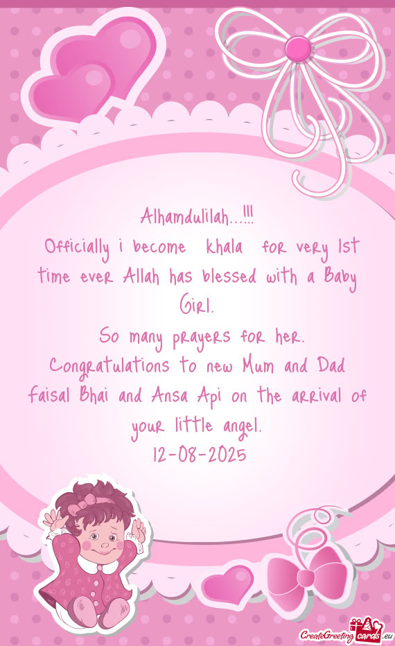Congratulations to new Mum and Dad Faisal Bhai and Ansa Api on the arrival of your little angel