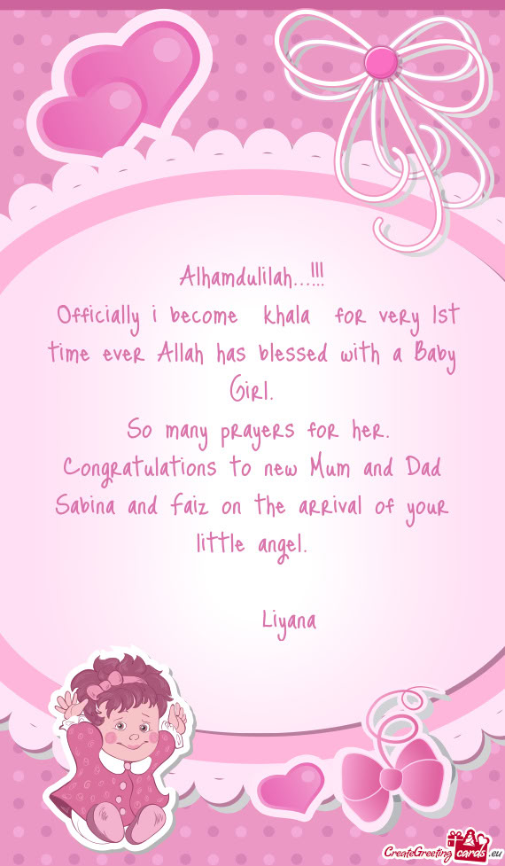 Congratulations to new Mum and Dad Sabina and Faiz on the arrival of your little angel