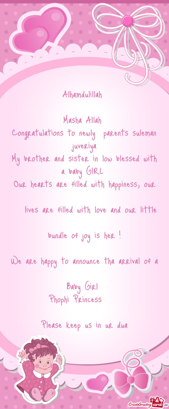 Congratulations to newly parents suleman juveriya