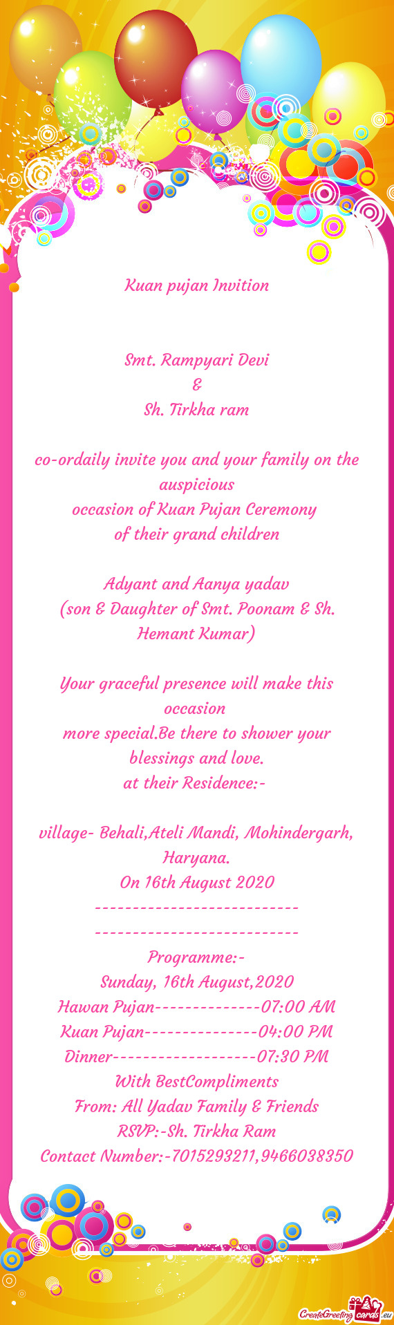 Co-ordaily invite you and your family on the auspicious