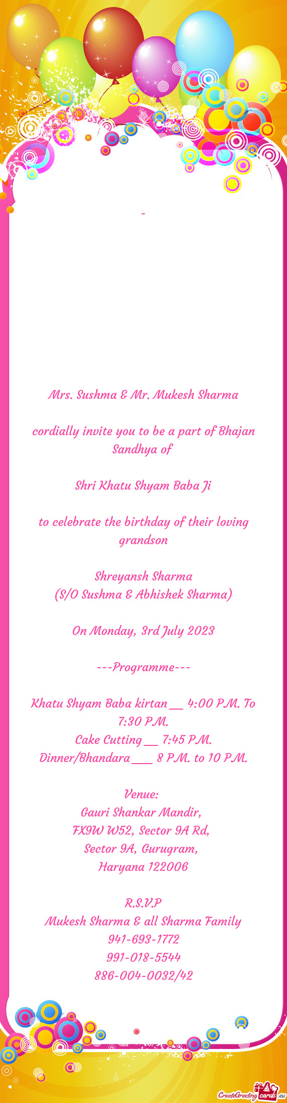 Cordially invite you to be a part of Bhajan Sandhya of