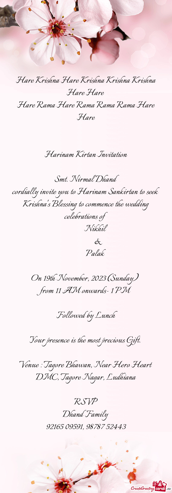 Cordially invite you to Harinam Sankirtan to seek Krishna