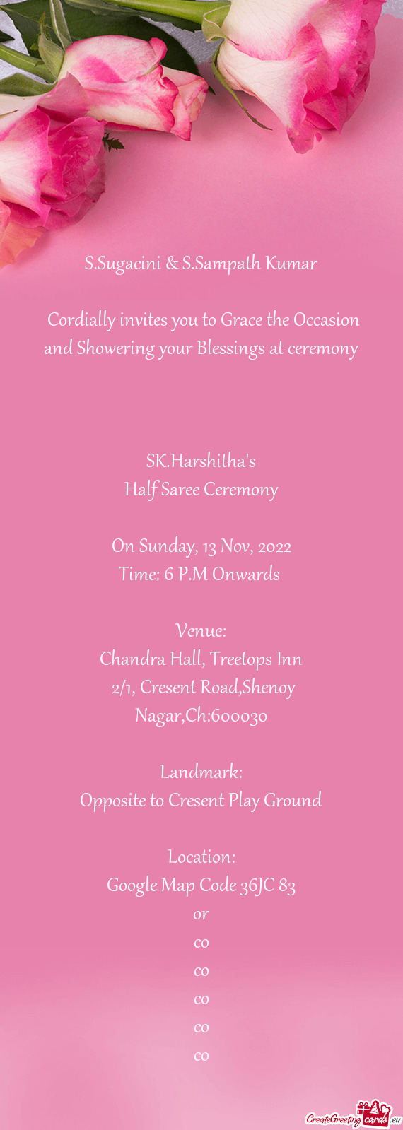 Cordially invites you to Grace the Occasion and Showering your Blessings at ceremony