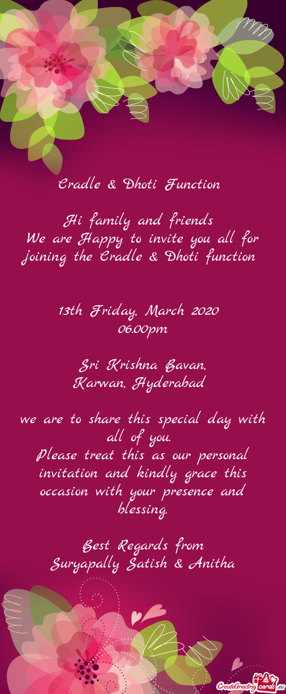 Cradle & Dhoti Function