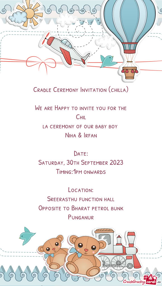 Cradle Ceremony Invitation (chilla)