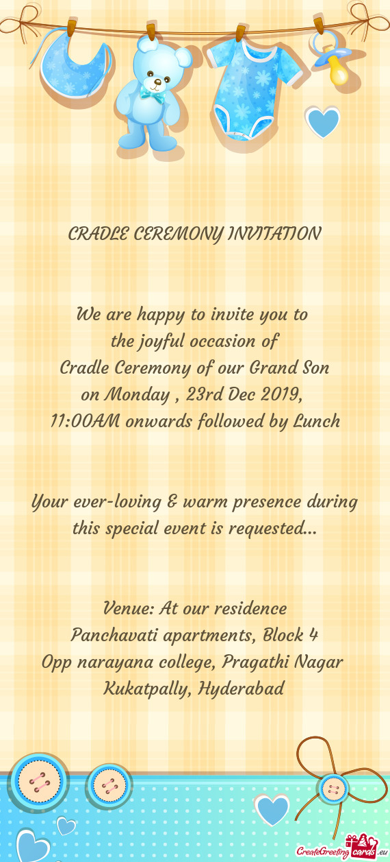 Cradle Ceremony of our Grand Son