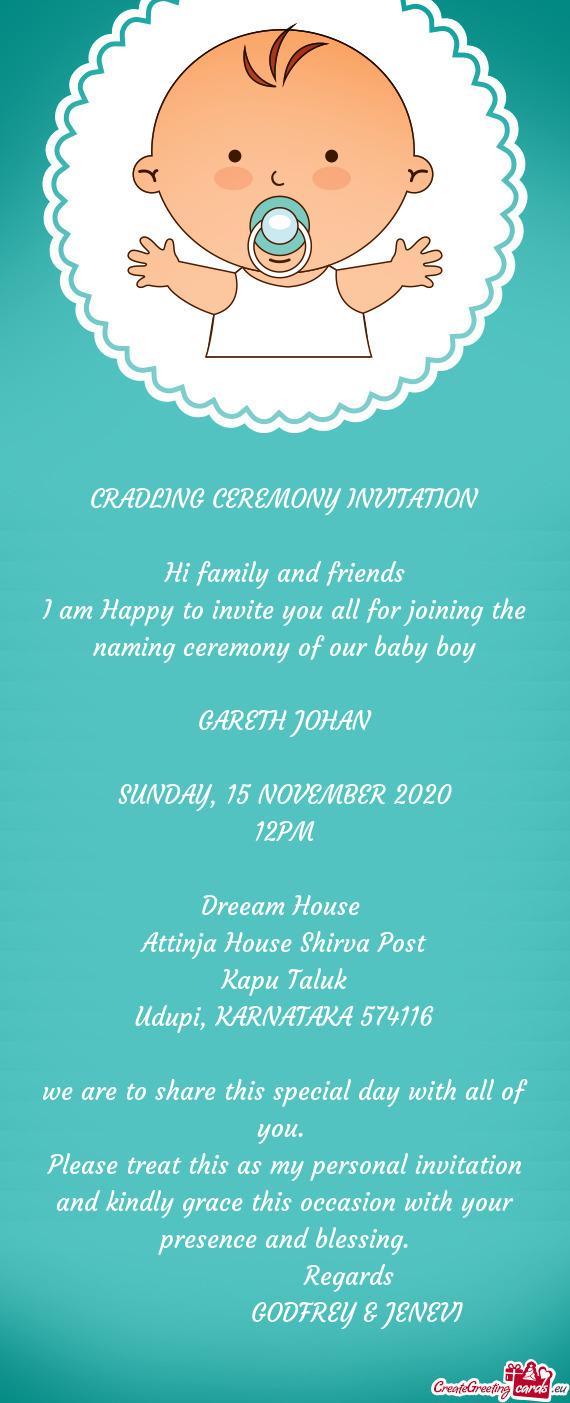 CRADLING CEREMONY INVITATION