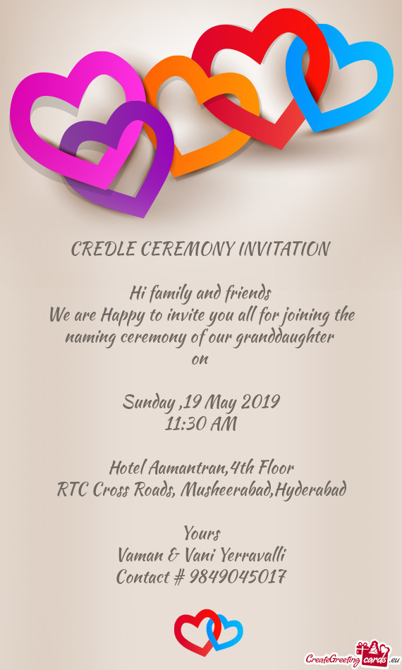 CREDLE CEREMONY INVITATION