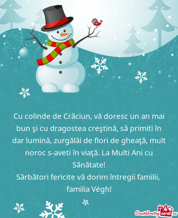 Cu colinde de Crăciun, vă doresc un an mai bun şi cu dragostea creştină, să primiti în dar lu