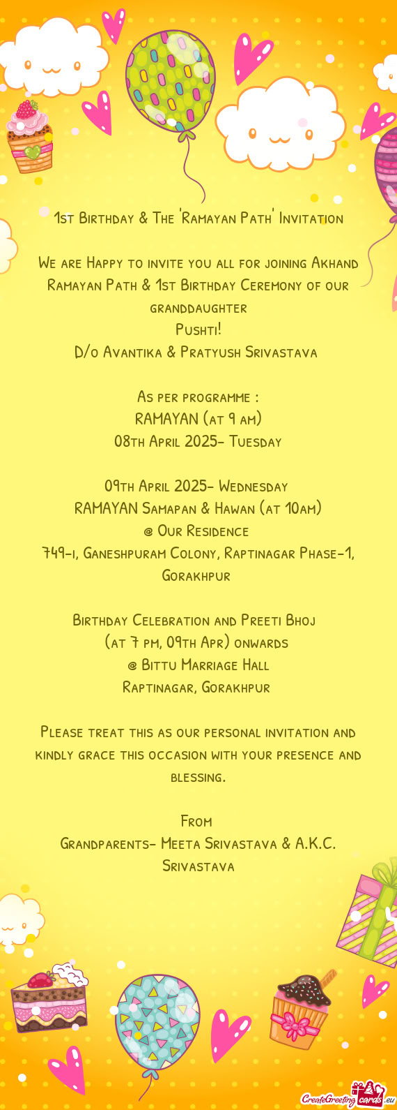 D/o Avantika & Pratyush Srivastava