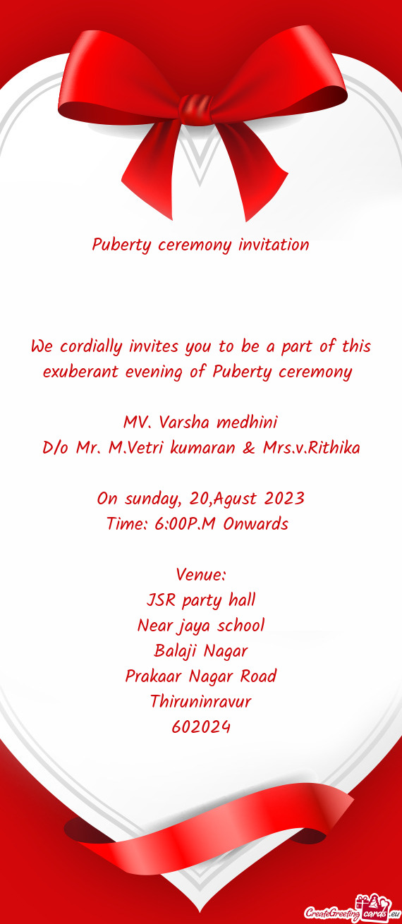 D/o Mr. M.Vetri kumaran & Mrs.v.Rithika