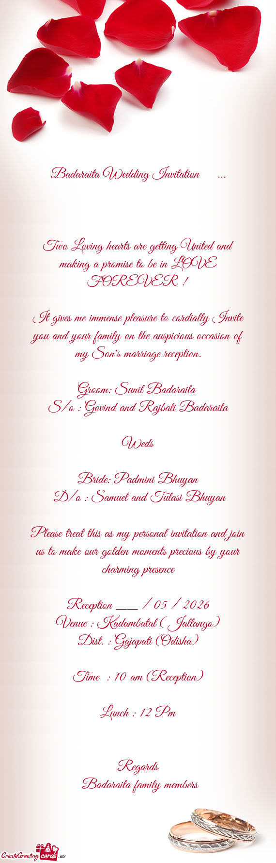 D/o : Samuel and Tulasi Bhuyan