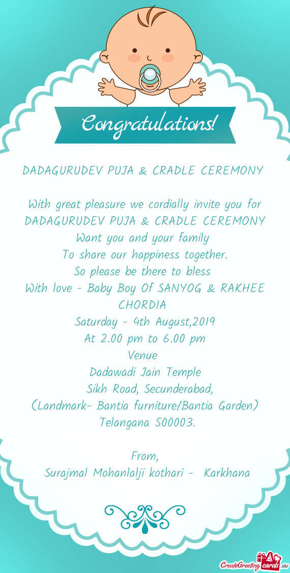 DADAGURUDEV PUJA & CRADLE CEREMONY