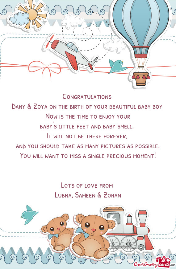 Dany & Zoya on the birth of your beautiful baby boy