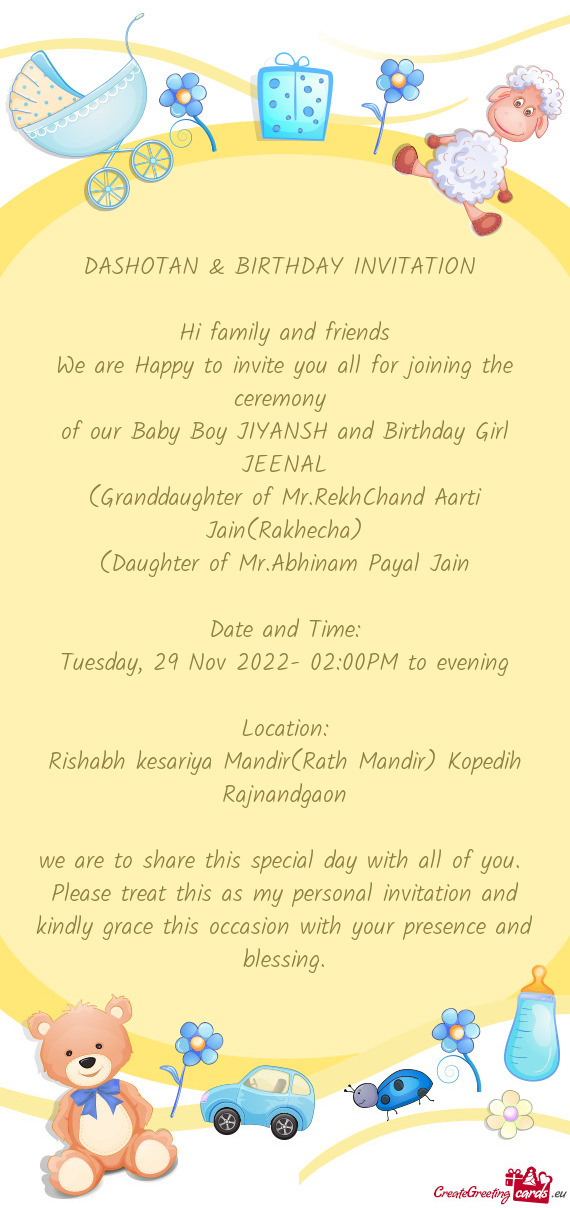 DASHOTAN & BIRTHDAY INVITATION