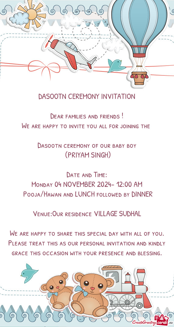 DASOOTN CEREMONY INVITATION