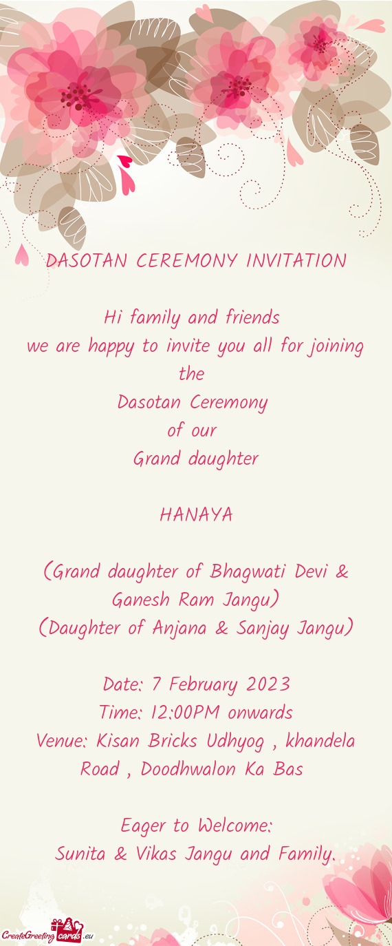 ✨DASOTAN CEREMONY INVITATION✨