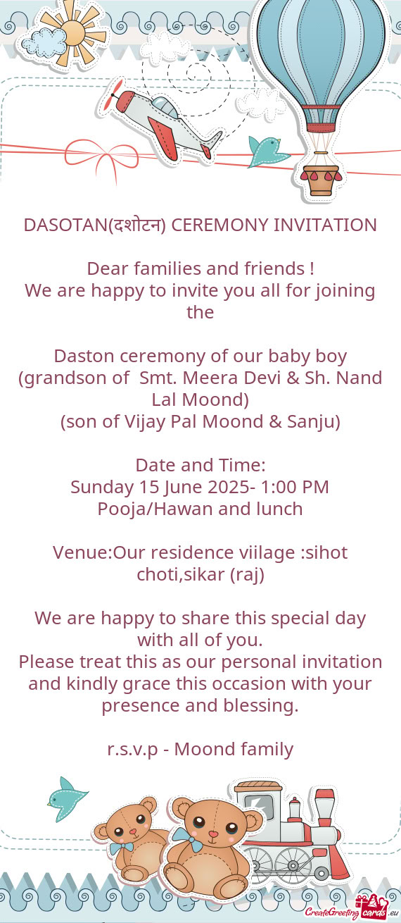 DASOTAN(दशोटन) CEREMONY INVITATION