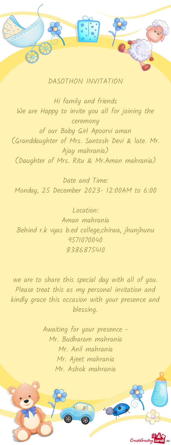 DASOTHON INVITATION