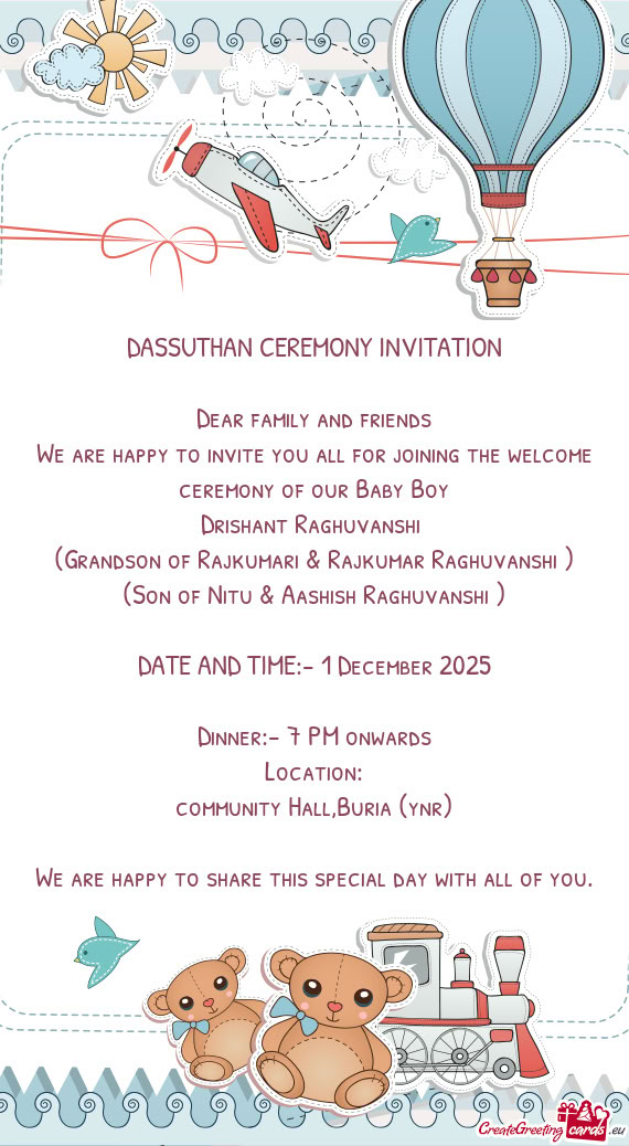 DASSUTHAN CEREMONY INVITATION