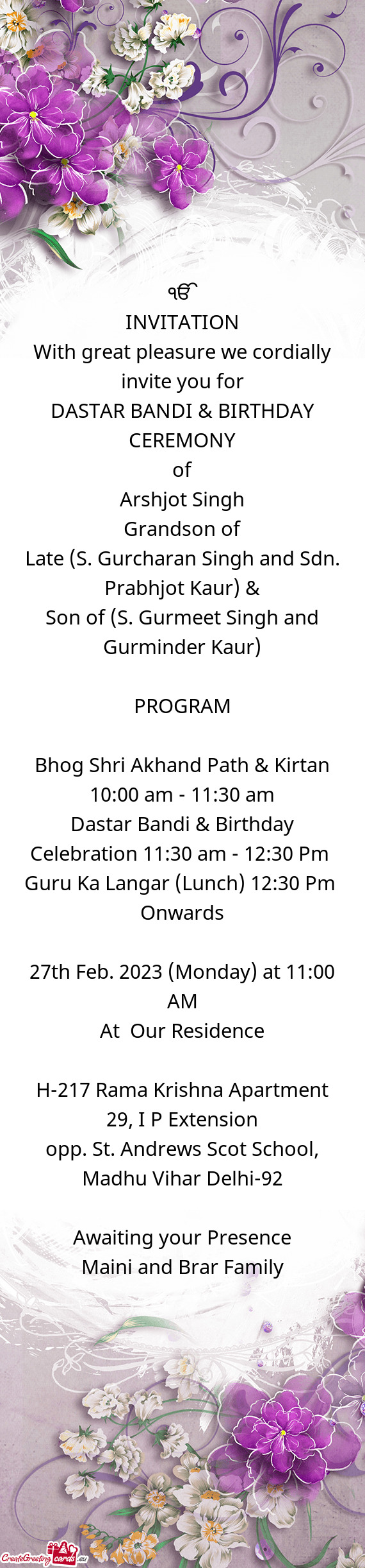 DASTAR BANDI & BIRTHDAY CEREMONY