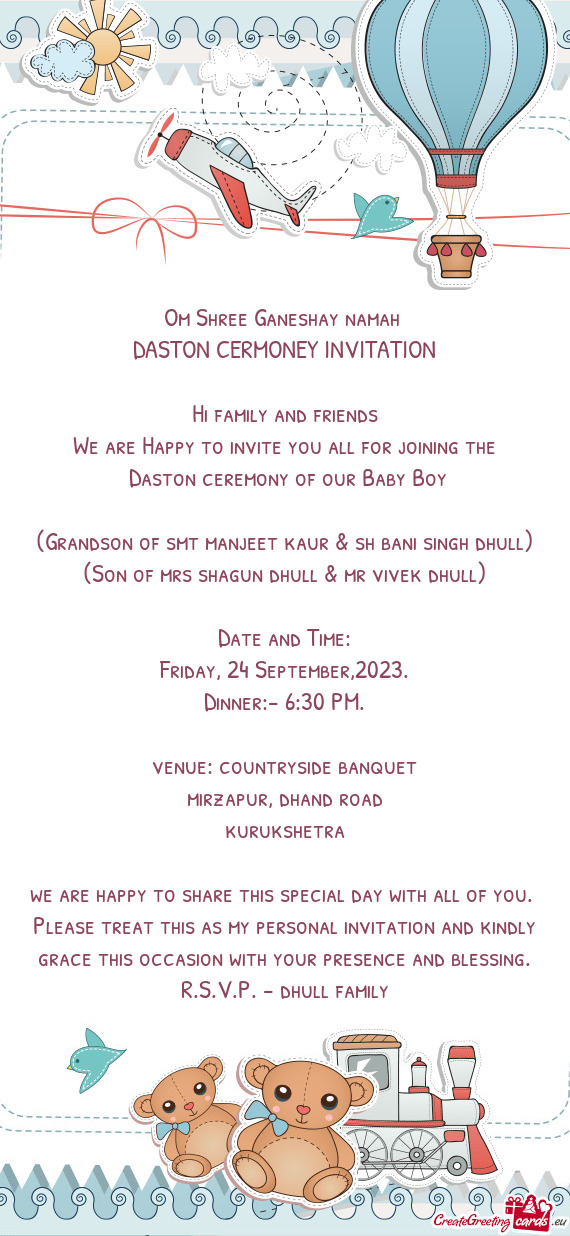 DASTON CERMONEY INVITATION