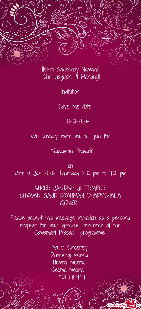 Date 01 Jan 2026, Thursday 2.00 pm to 7.00 pm