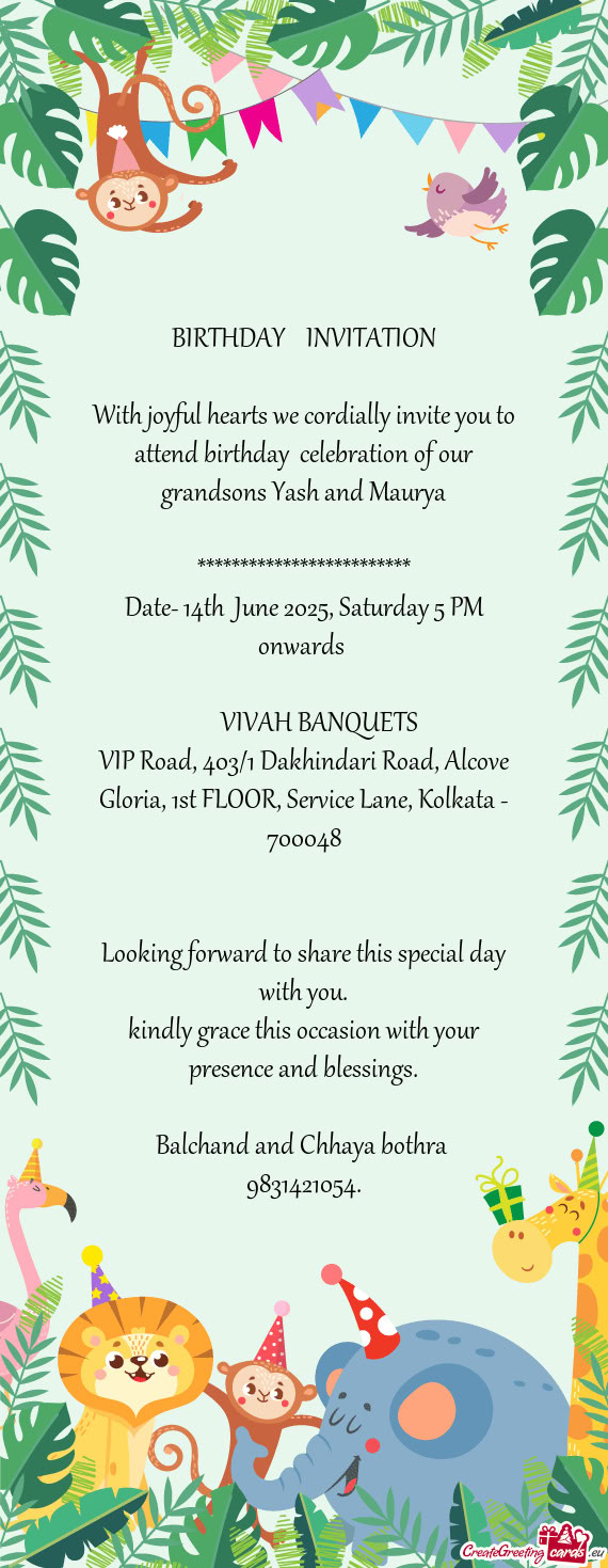 Date- 14th June 2025, Saturday 5 PM onwards