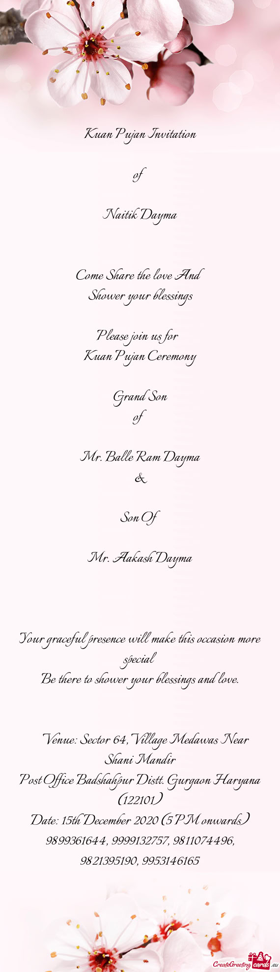 Date: 15th December 2020 (5 PM onwards)