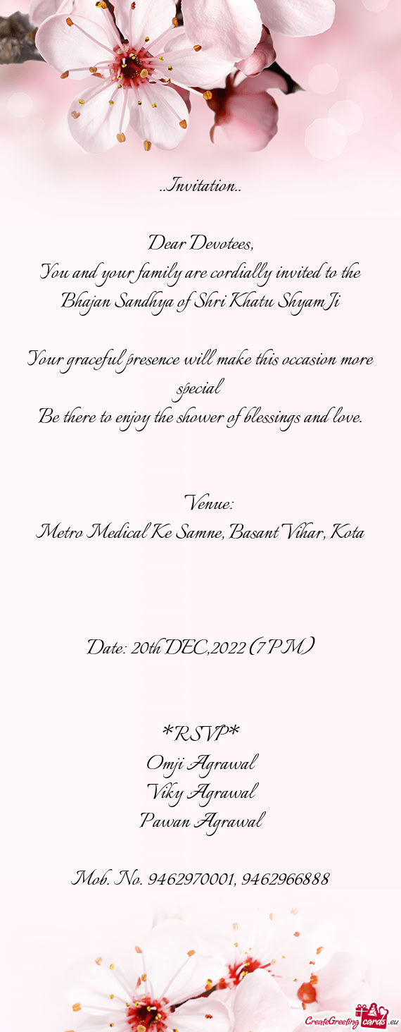 Date: 20th DEC,2022 (7 PM)