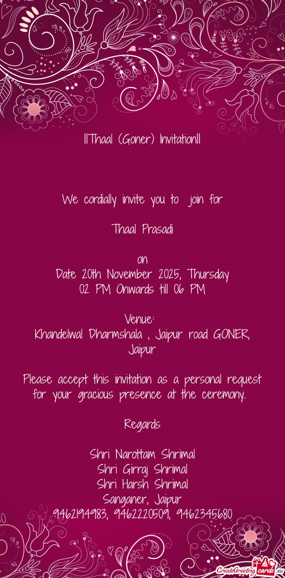 Date 20th November 2025, Thursday