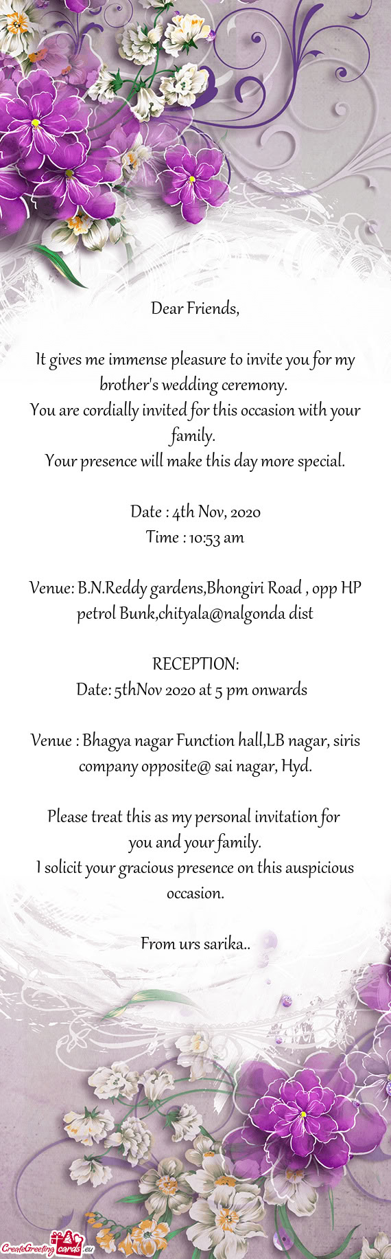 Date: 5thNov 2020 at 5 pm onwards