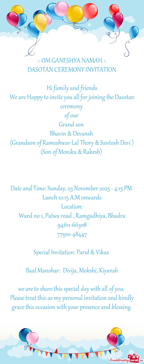 Date and Time: Sunday, 23 November 2025 - 4:15 PM