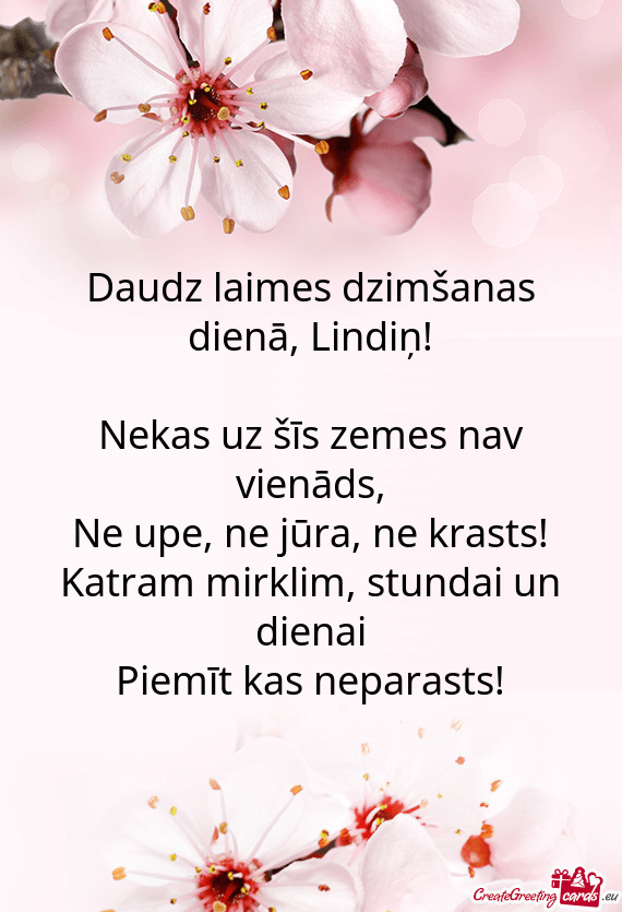 Daudz laimes dzimšanas dienā, Lindiņ