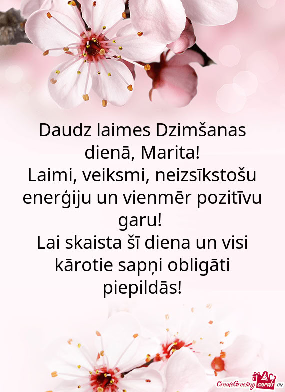 Daudz laimes Dzimšanas dienā, Marita