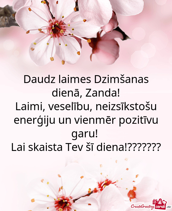 Daudz laimes Dzimšanas dienā, Zanda