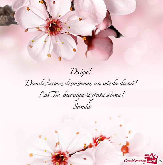 Daudz laimes dzimšanas un vārda dienā