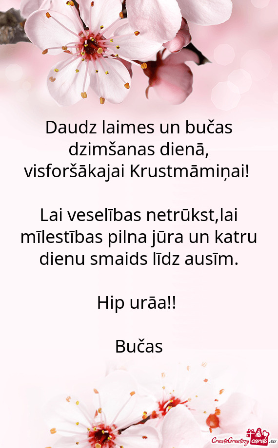 Daudz laimes un bučas dzimšanas dienā, visforšākajai Krustmāmiņai