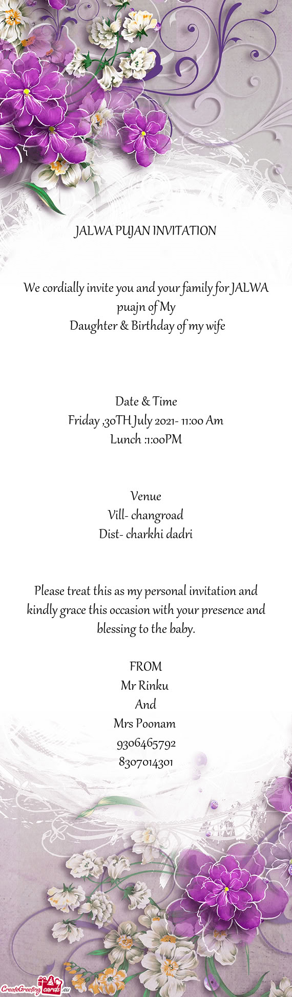 Daughter & Birthday of my wife