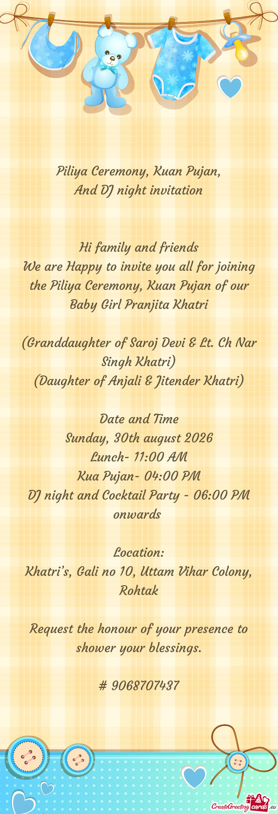 (Daughter of Anjali & Jitender Khatri)