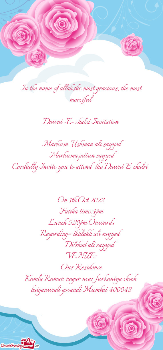 Dawat -E- chalsi Invitation